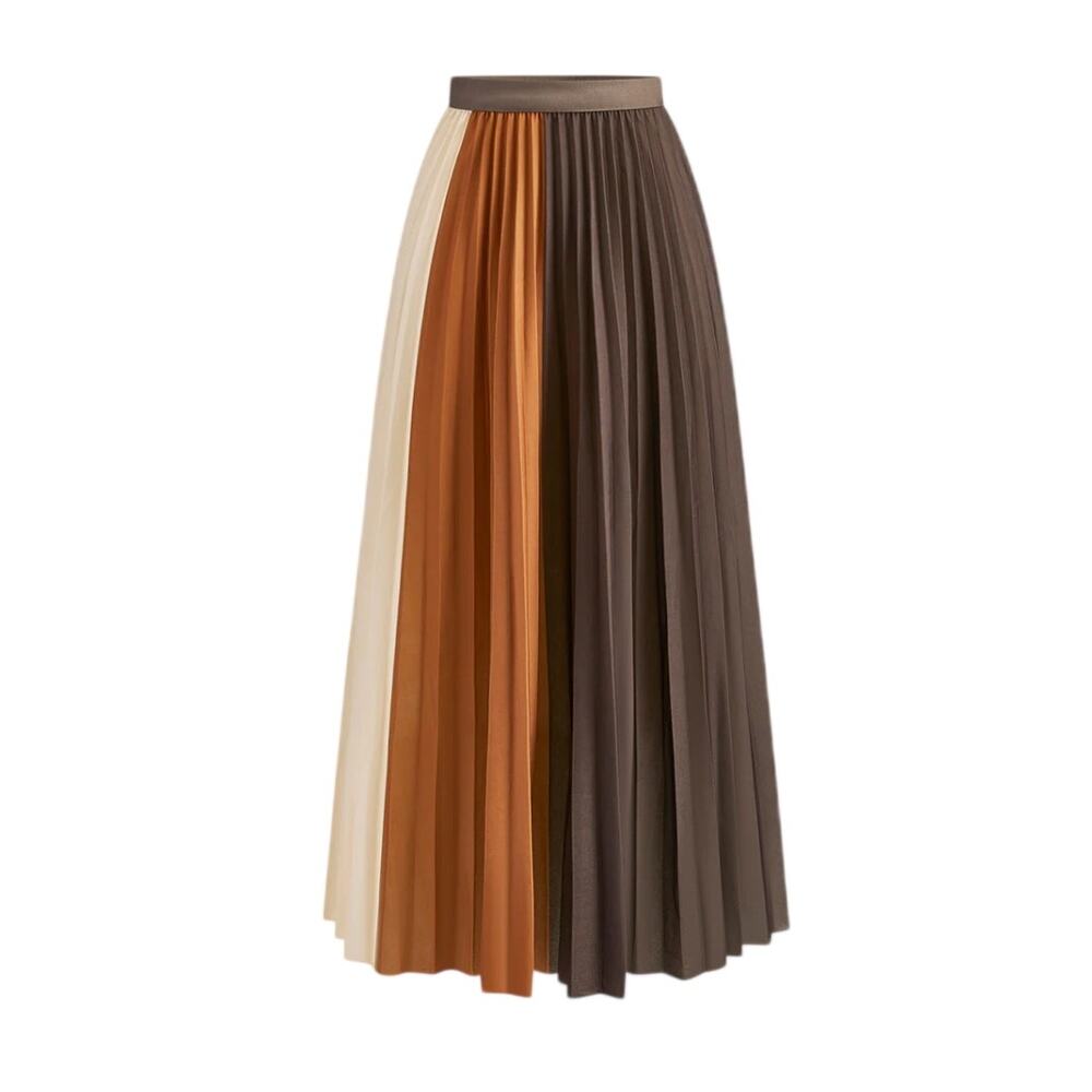 Commense Color Block Pleated Maxi Skirt L 8/10 - NWT - Euro Chic Quiet Luxury - Picture 3 of 7